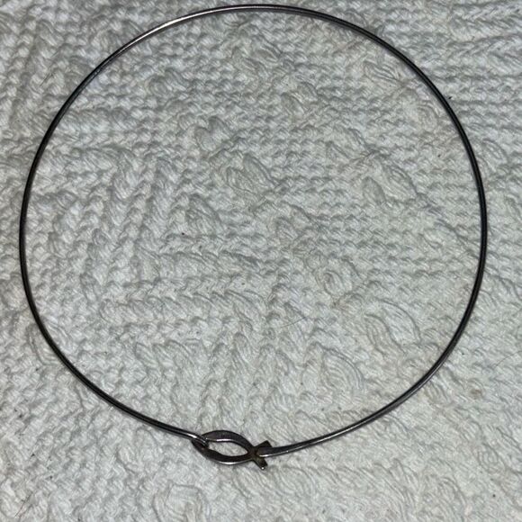 VTG silver 925 ichthus devotional fish choker necklace Jesus God - Picture 5 of 7